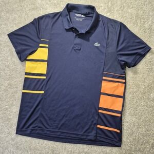 Lacoste Sport Polo Shirt Men XL Blue Colorblock Performance Golf Tennis Preppy